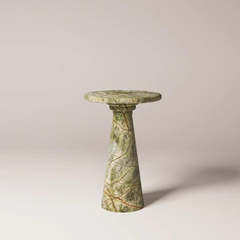 MÛKES S Green Forest Side Table - Modern Travertine Furniture