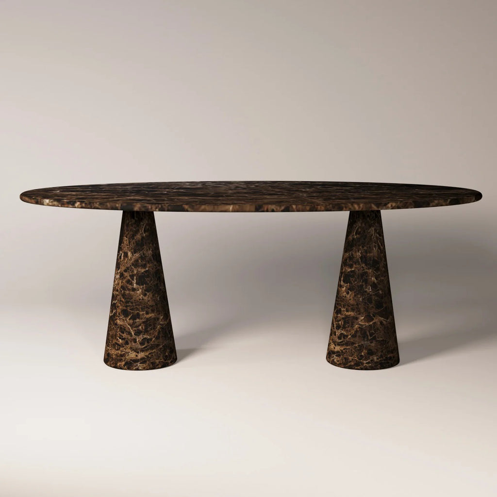 [CIOTA] Dark Brown Emperador Dinnig Table - Modern Travertine Furniture