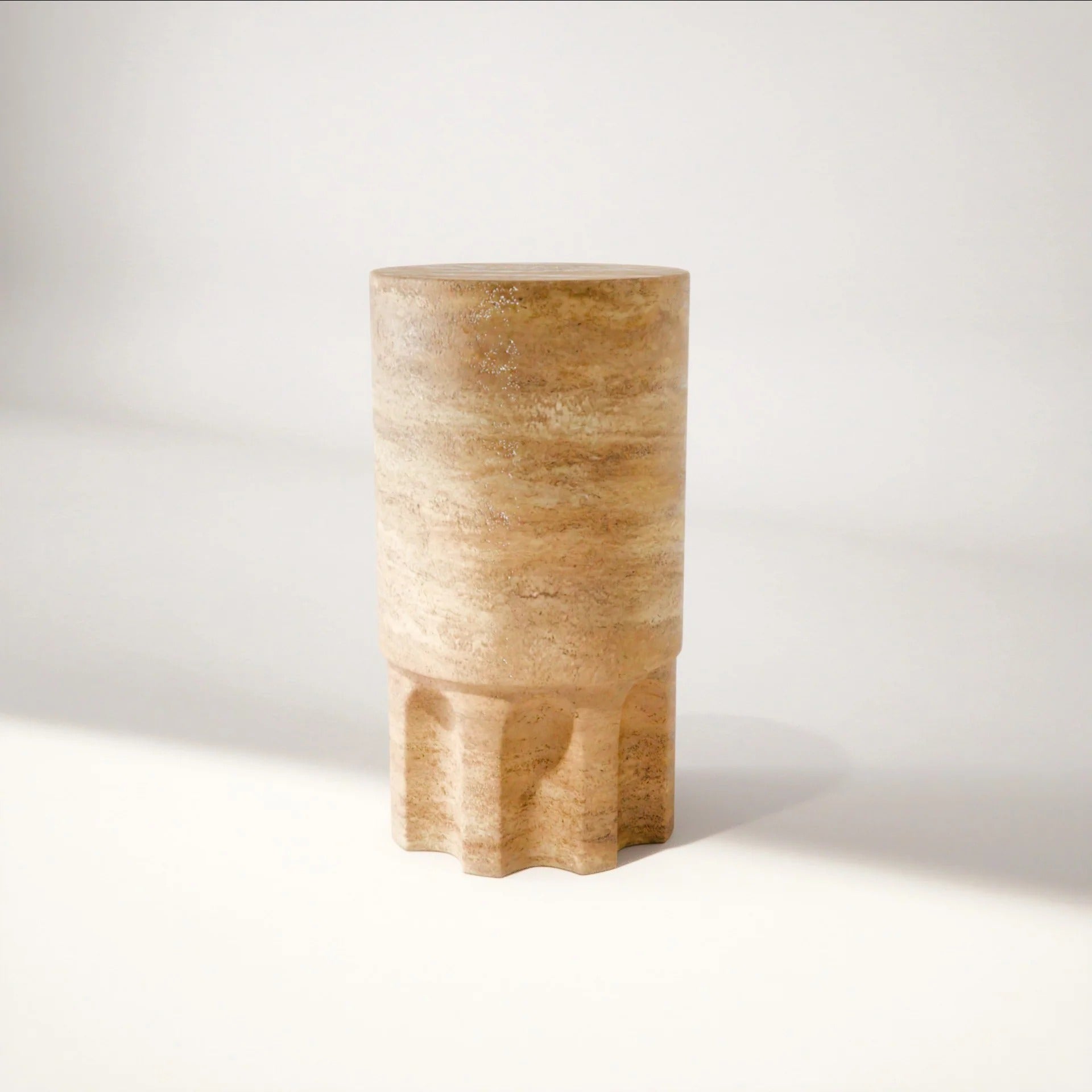 ROMA Yellow Travertine Side Table - Modern Travertine Furniture