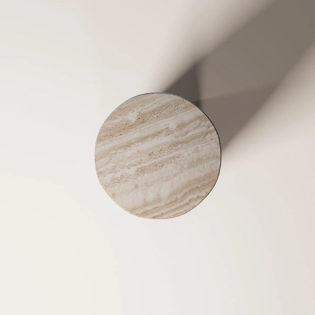 ROMA Travertine Vein Cut Side Table - Modern Travertine Furniture
