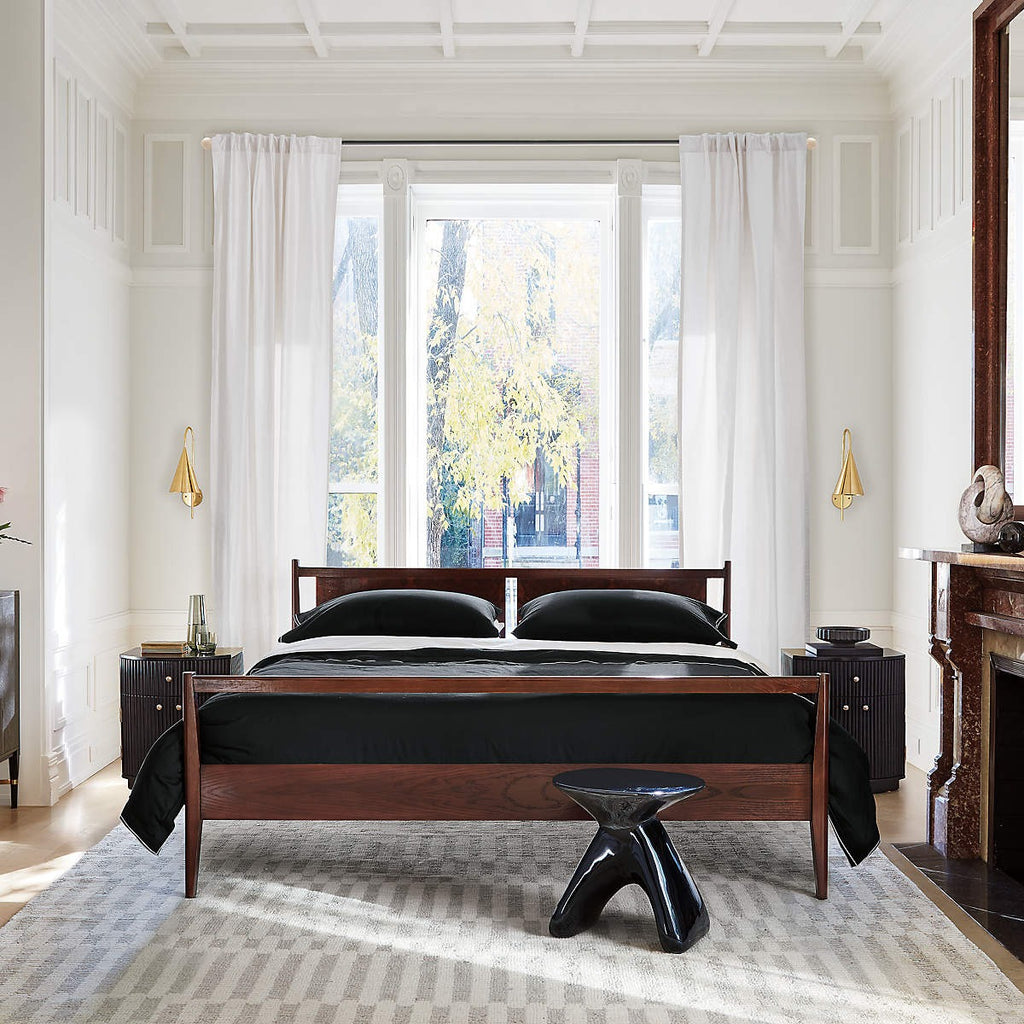 Cameo 33" Fluted Black Wood 4-Drawer Tall Dresser