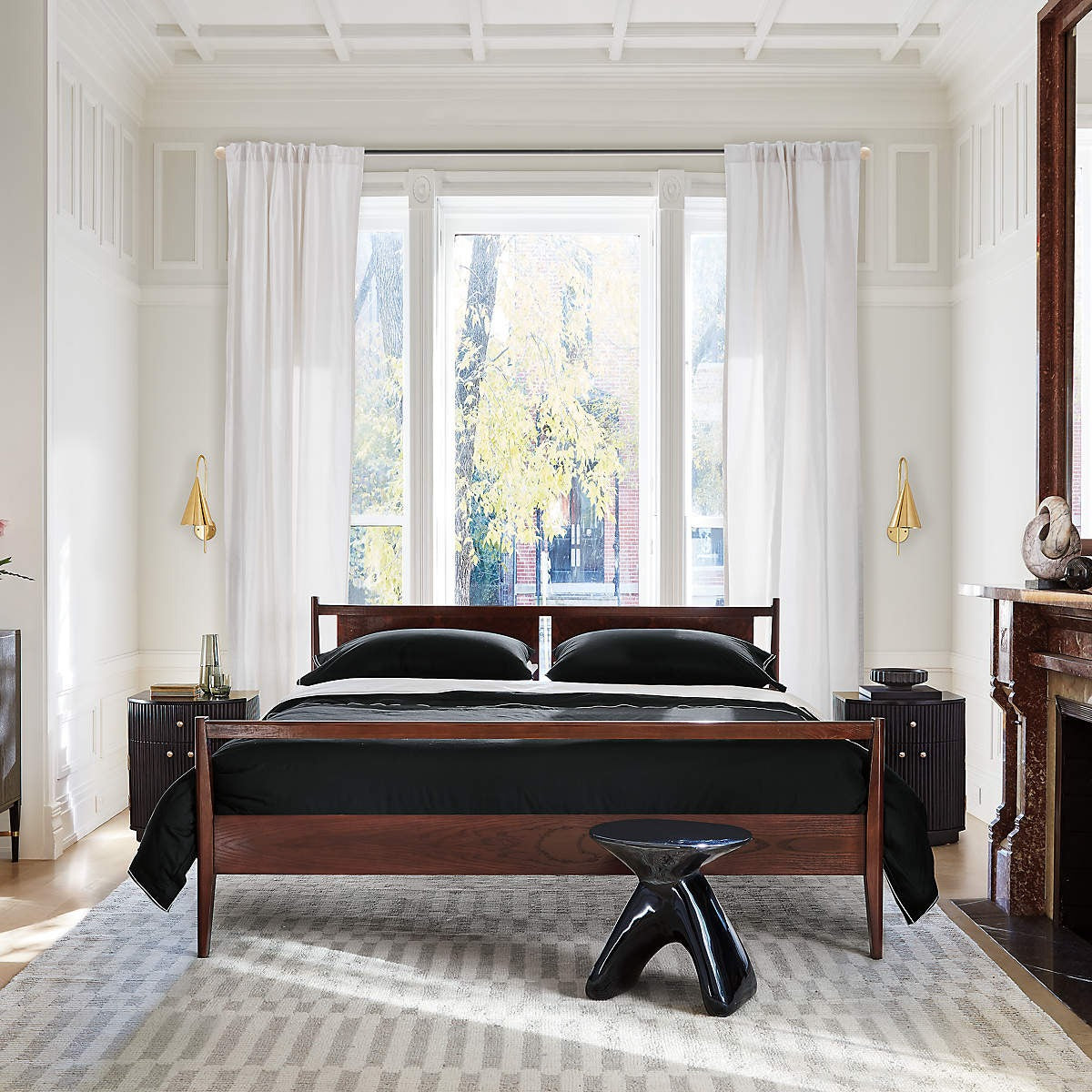 Cameo 33" Fluted Black Wood 4-Drawer Tall Dresser