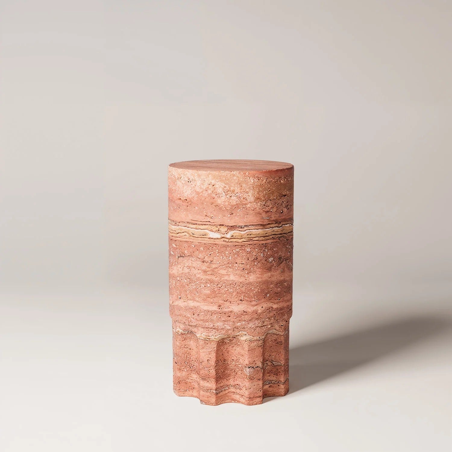 ROMA Red travertine Side Table - Modern Travertine Furniture
