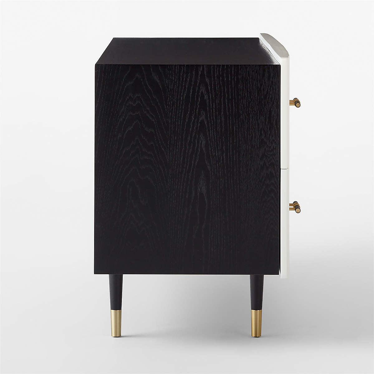 Crimped 59" White Lacquered Oak 4-Drawer Dresser