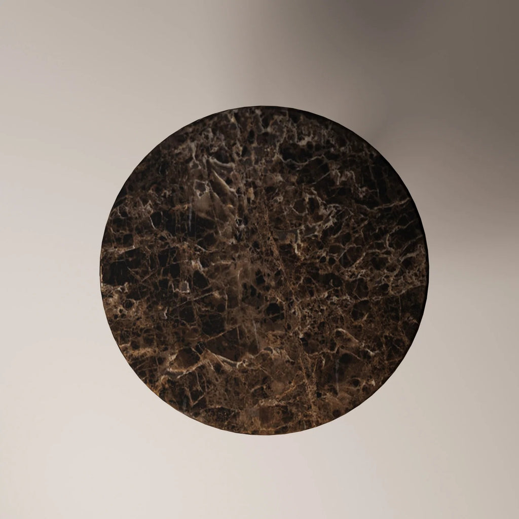 [MILA] Dark Brown Emperador Dinnig Table - Modern Travertine Furniture