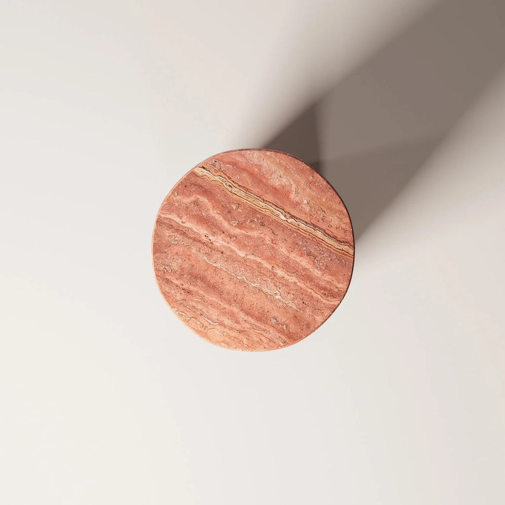 ROMA Red travertine Side Table - Modern Travertine Furniture