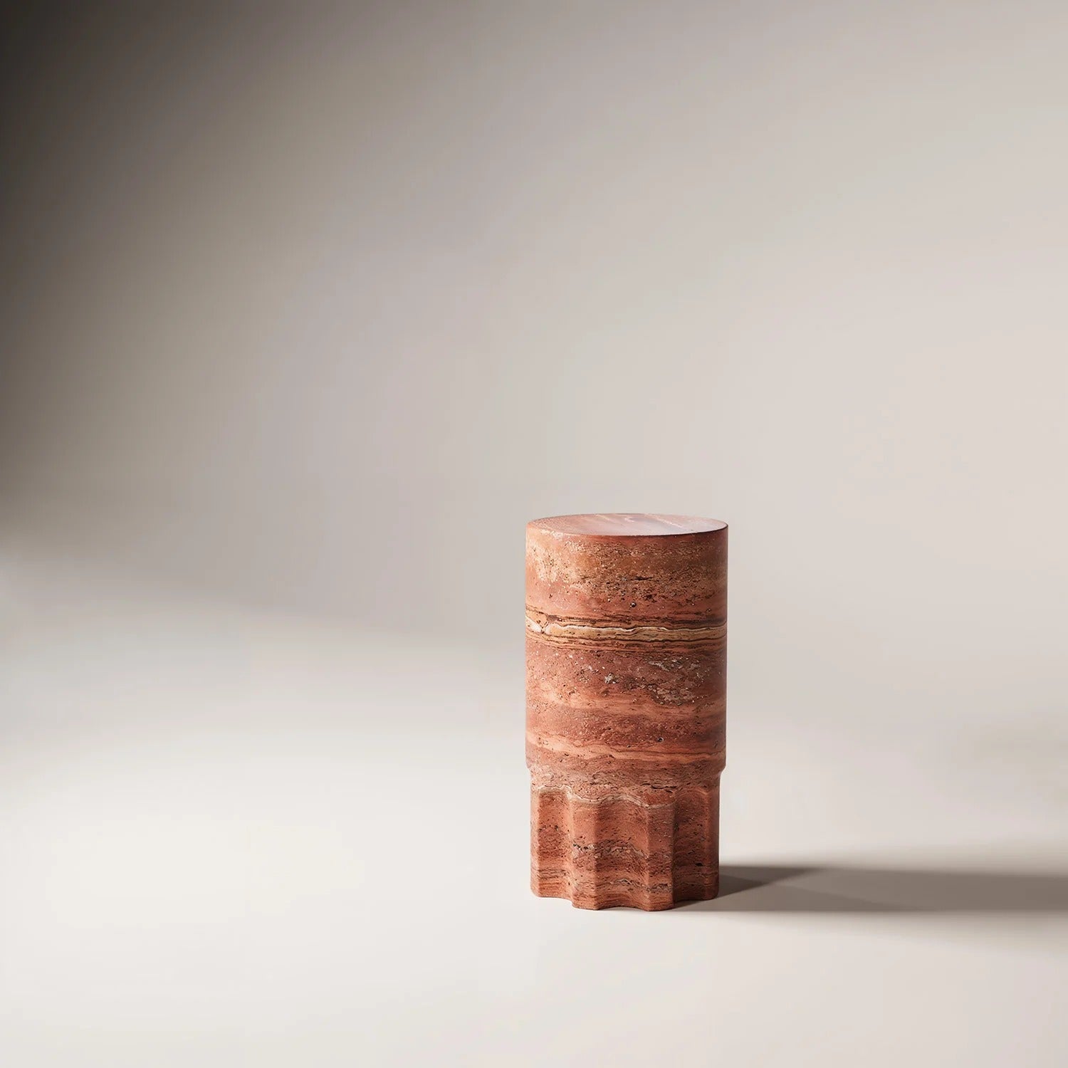 ROMA Red travertine Side Table - Modern Travertine Furniture