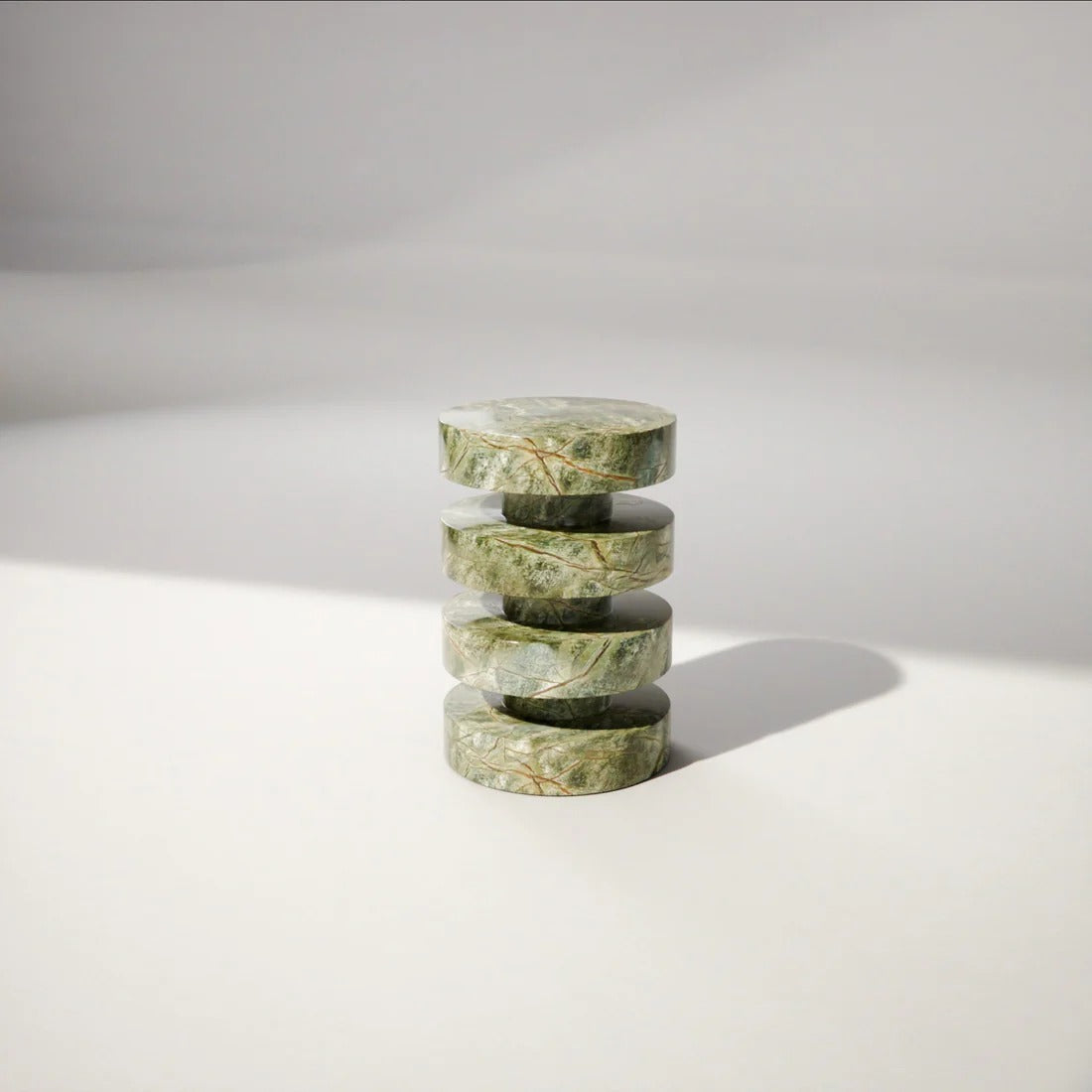 NOË 45 Green Forest Side Table - Modern Travertine Furniture