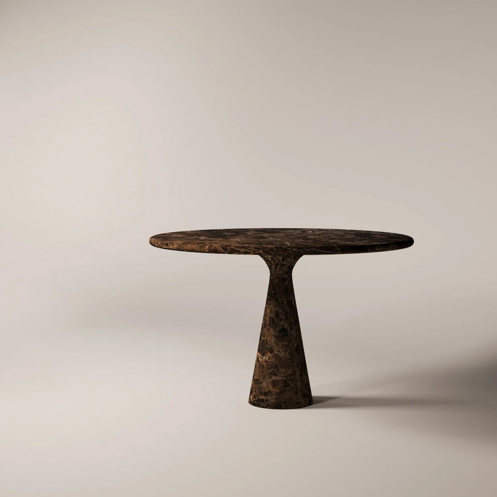 [MILA] Dark Brown Emperador Dinnig Table - Modern Travertine Furniture