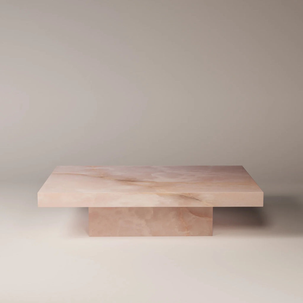 MAYA Pink Onyx Coffee Table - Modern Travertine Furniture