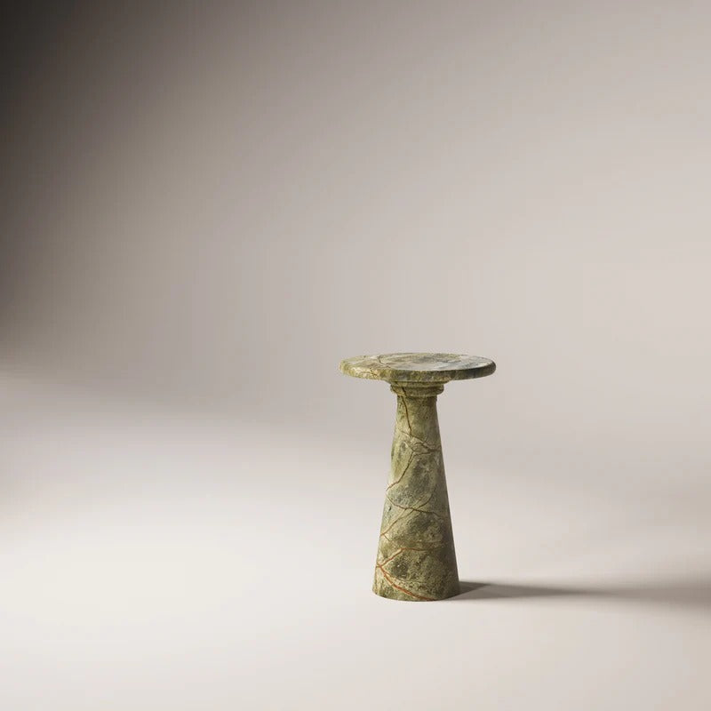 MÛKES S Green Forest Side Table - Modern Travertine Furniture