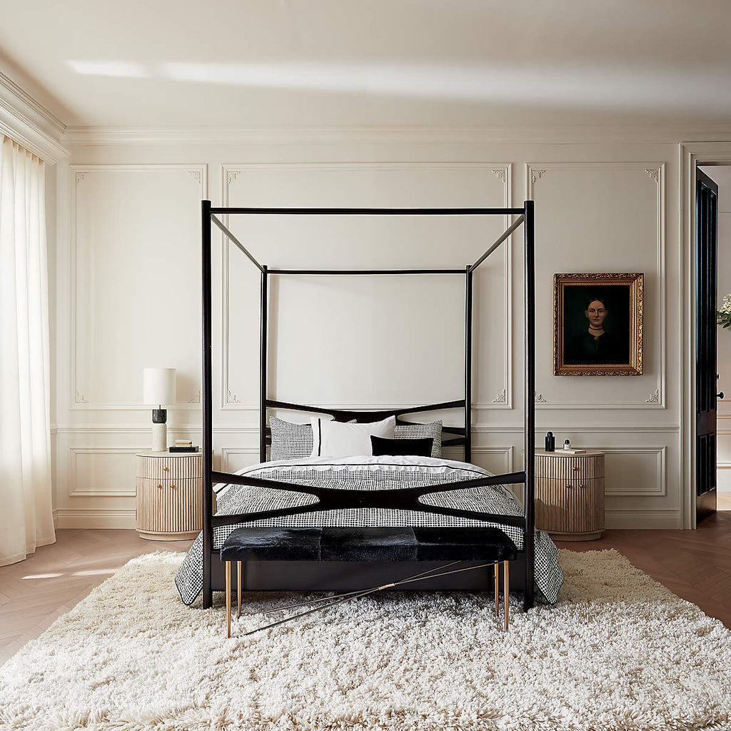 Cameo 33" Fluted Whitewash Wood 4-Drawer Tall Dresser