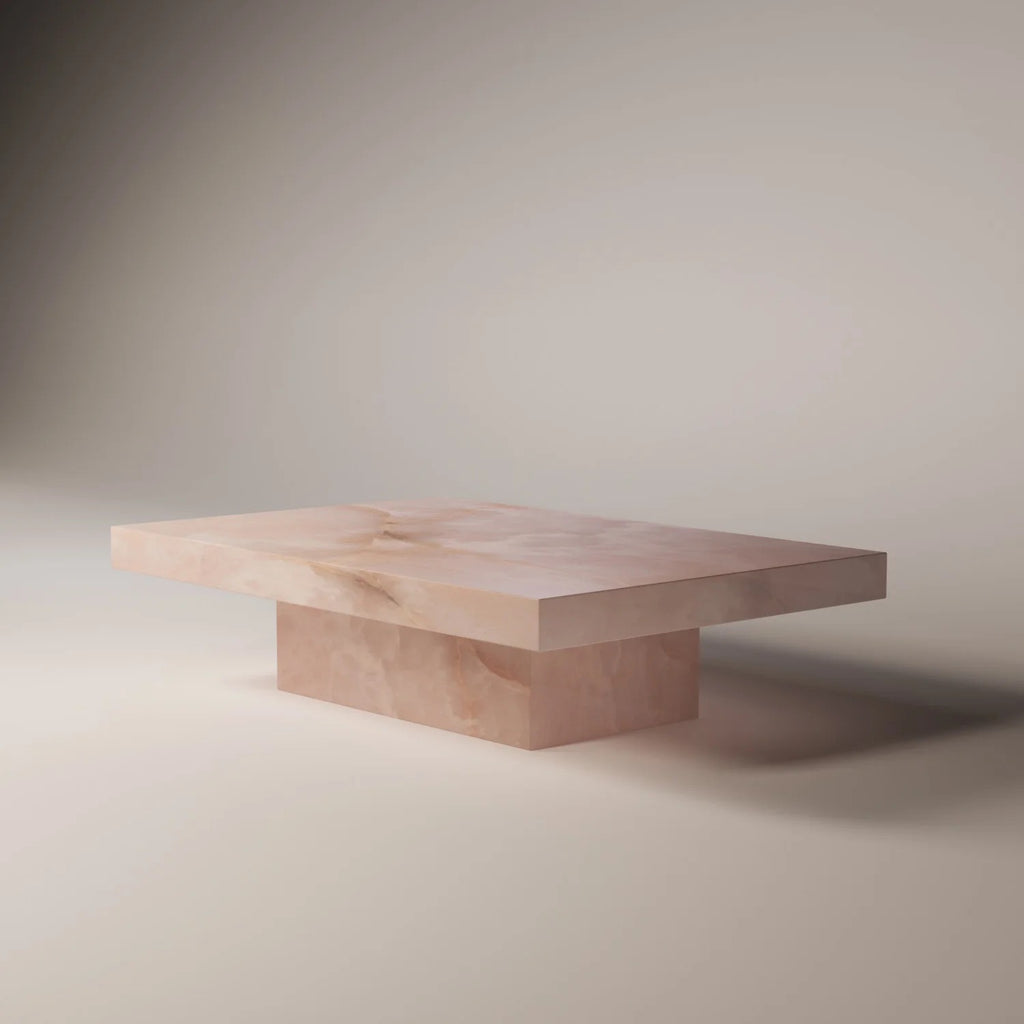 MAYA Pink Onyx Coffee Table - Modern Travertine Furniture