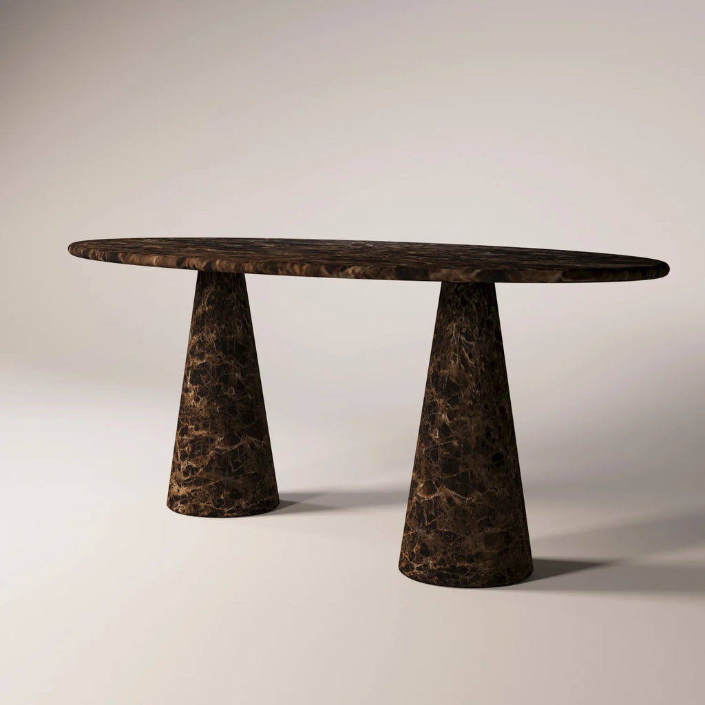 [CIOTA] Dark Brown Emperador Dinnig Table - Modern Travertine Furniture