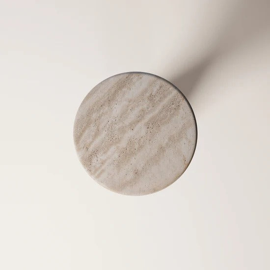 MÛKES S Travertine Vein Cut Side Table - Modern Travertine Furniture