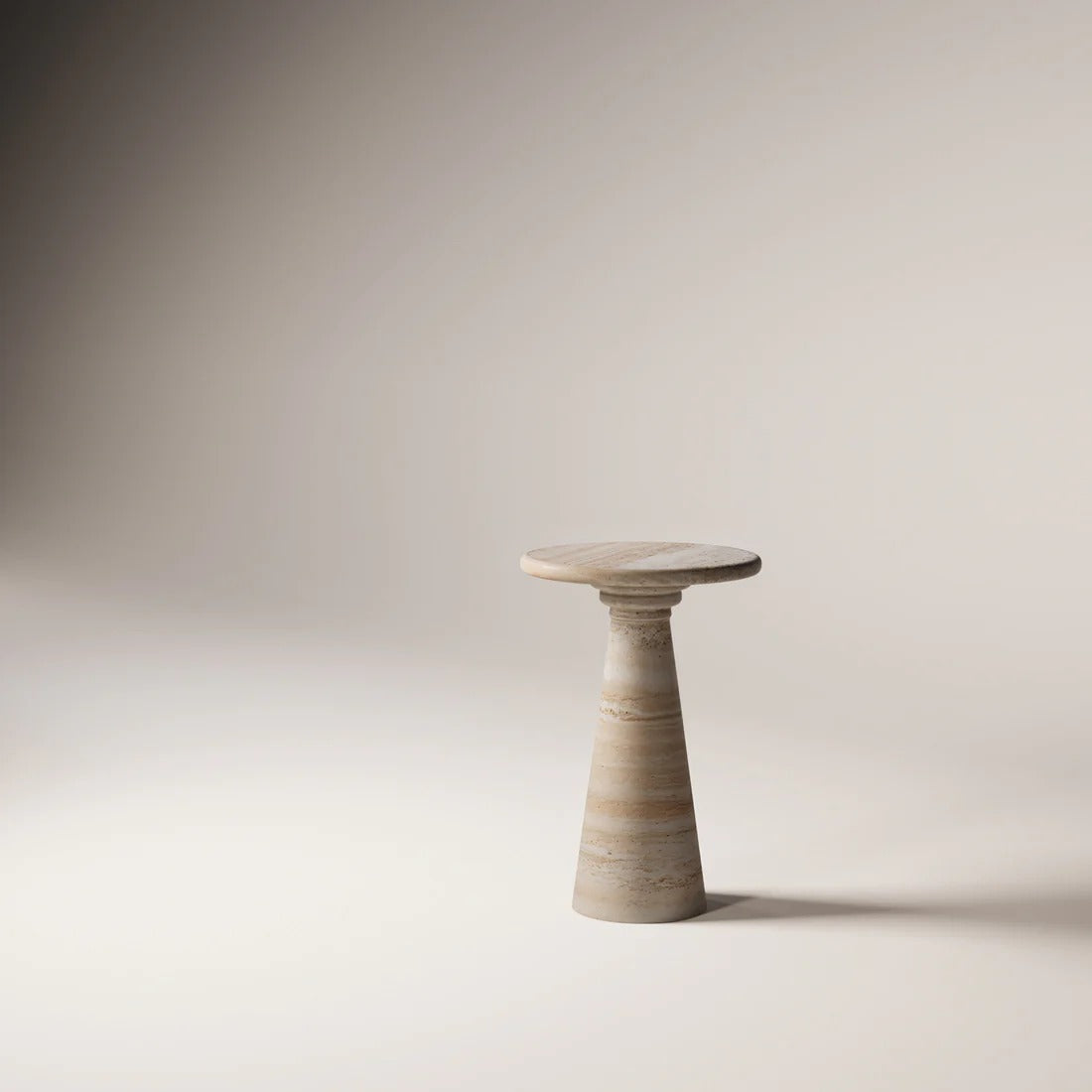 MÛKES S Travertine Vein Cut Side Table - Modern Travertine Furniture