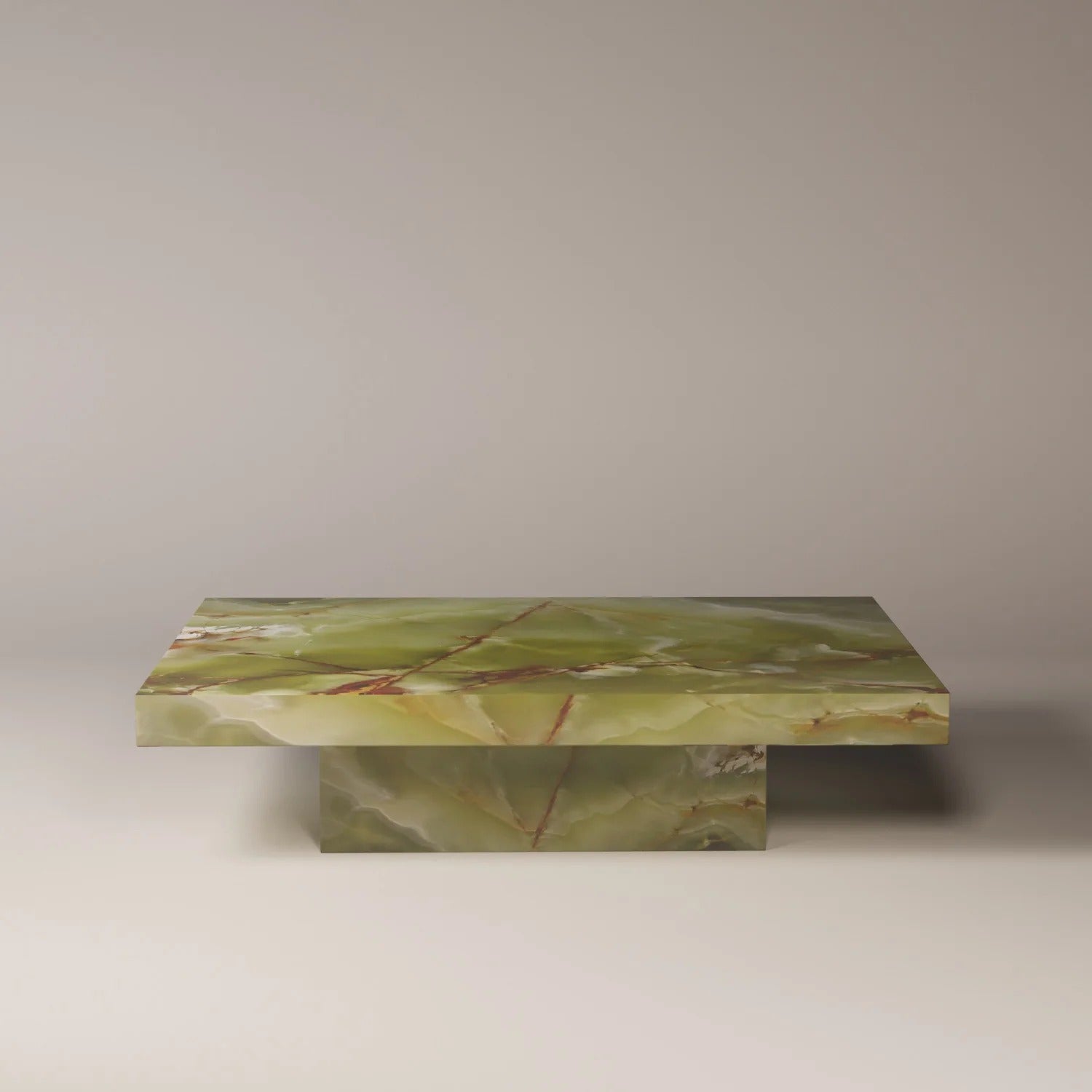 MAYA Green Onyx Coffee Table - Modern Travertine Furniture