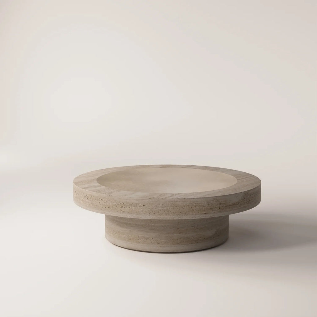 VARNA Travertine Vein Cut Coffee Table - Modern Travertine Furniture