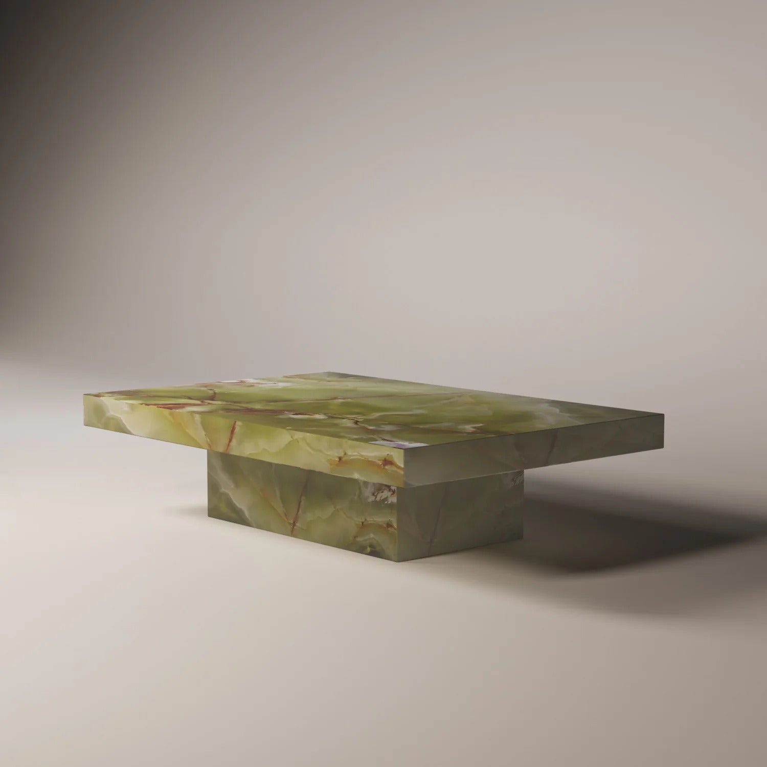 MAYA Green Onyx Coffee Table - Modern Travertine Furniture