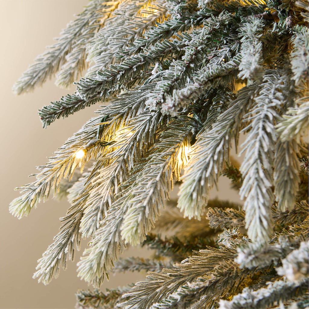 Faux Downswept Flocked Pine Pre-Lit LED Christmas Tree with Warm White Lights 9'