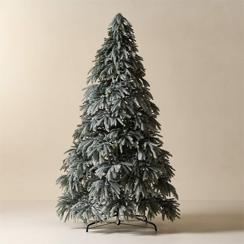 Faux Downswept Flocked Pine Pre-Lit LED Christmas Tree with Warm White Lights 9'