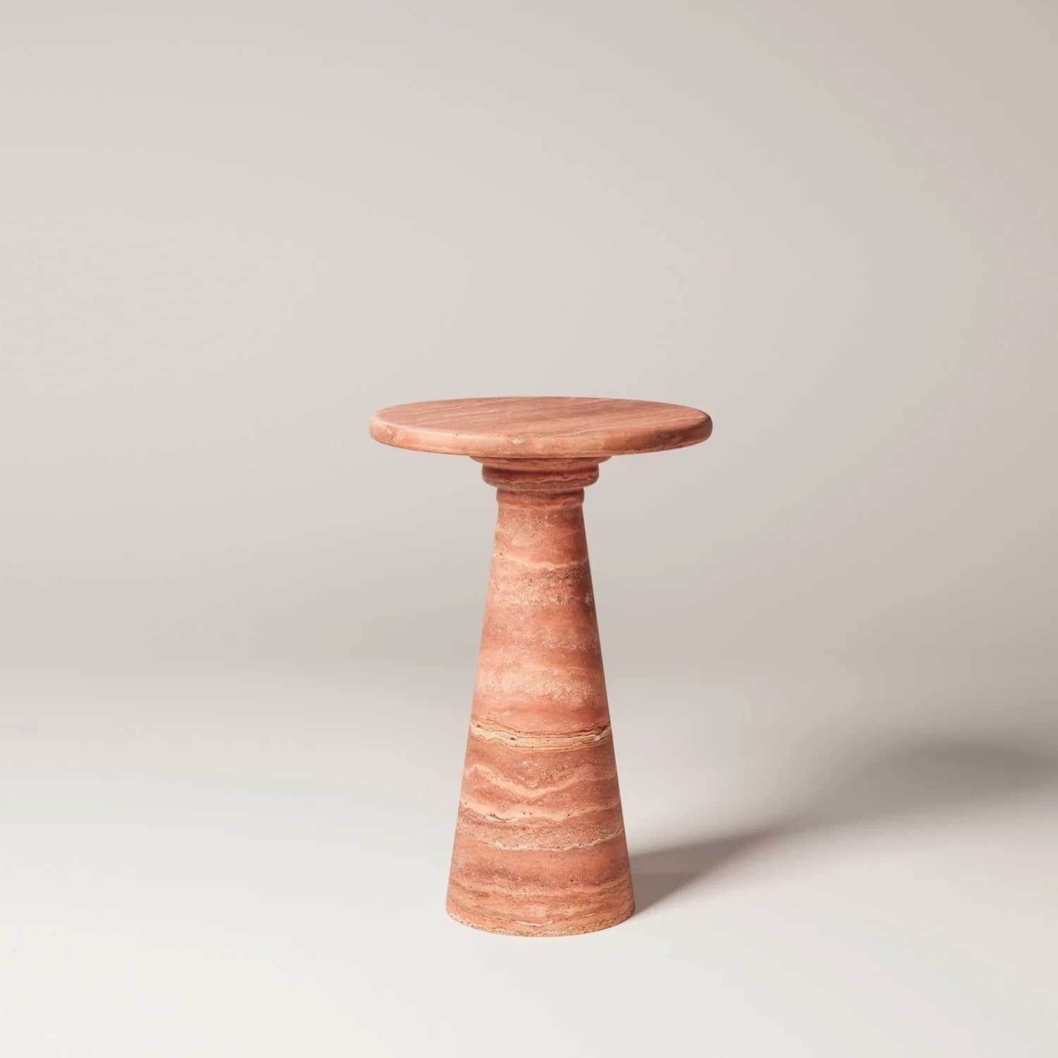 MÛKES S Red travertine Side Table - Modern Travertine Furniture
