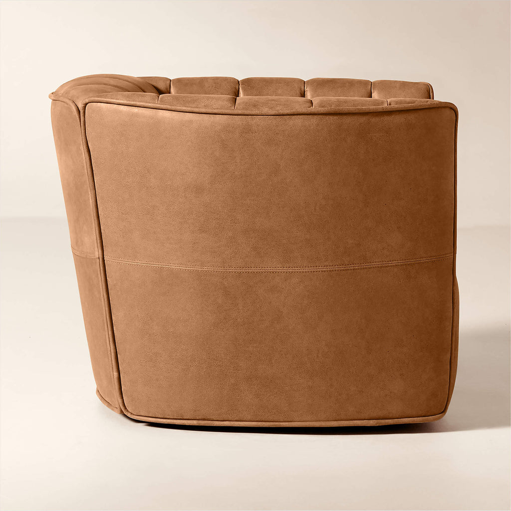 Ripple Brown Leather Swivel Chair by Steen Østergaard