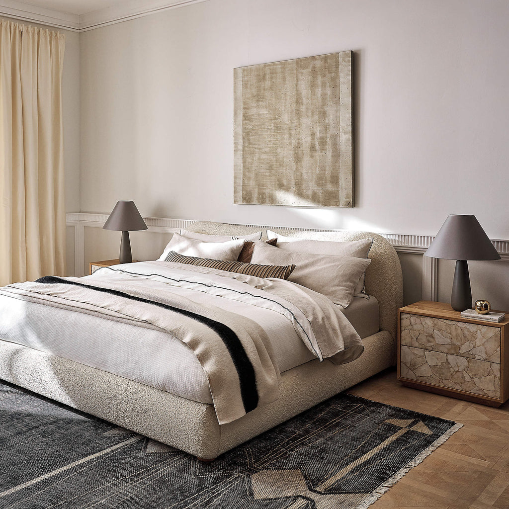 Rocca 25" Agate and White Oak Wood 2-Drawer Nightstand