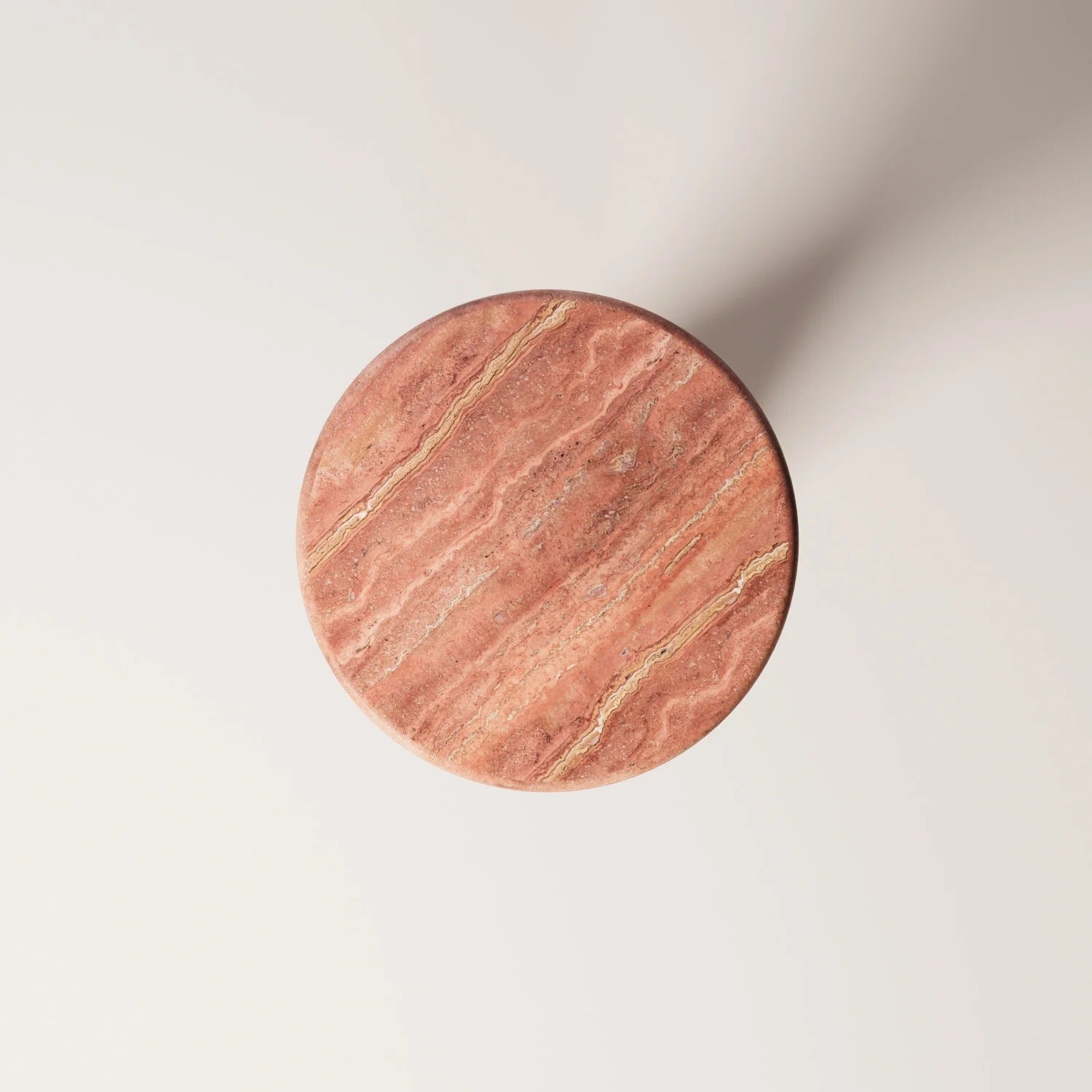 MÛKES S Red travertine Side Table - Modern Travertine Furniture