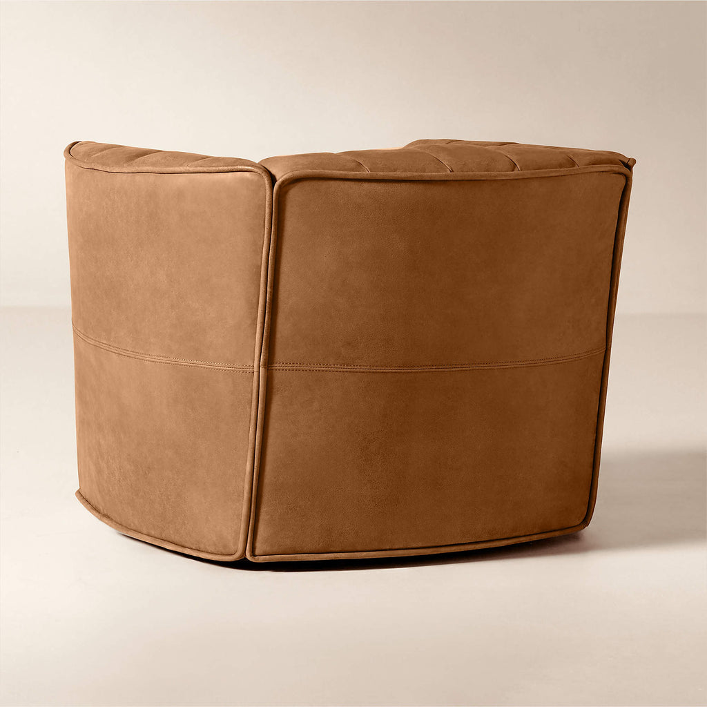 Ripple Brown Leather Swivel Chair by Steen Østergaard