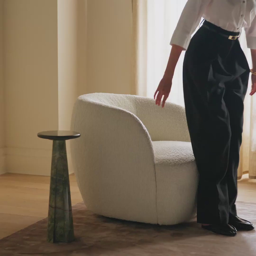 Gwyneth Ivory Boucle Swivel Chair by goop