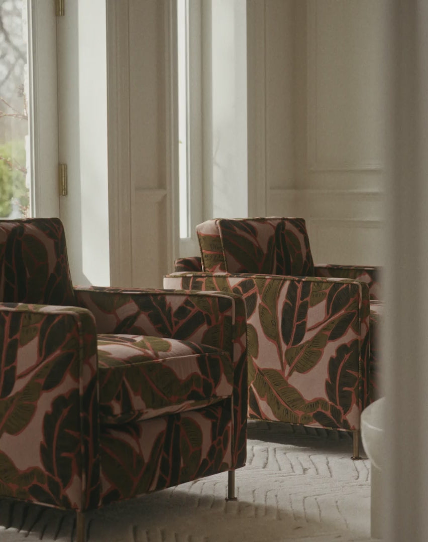 Brett Palm Print Velvet Accent Chair