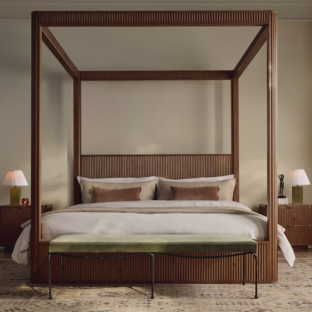 Davison Fluted Wood King Canopy Bed