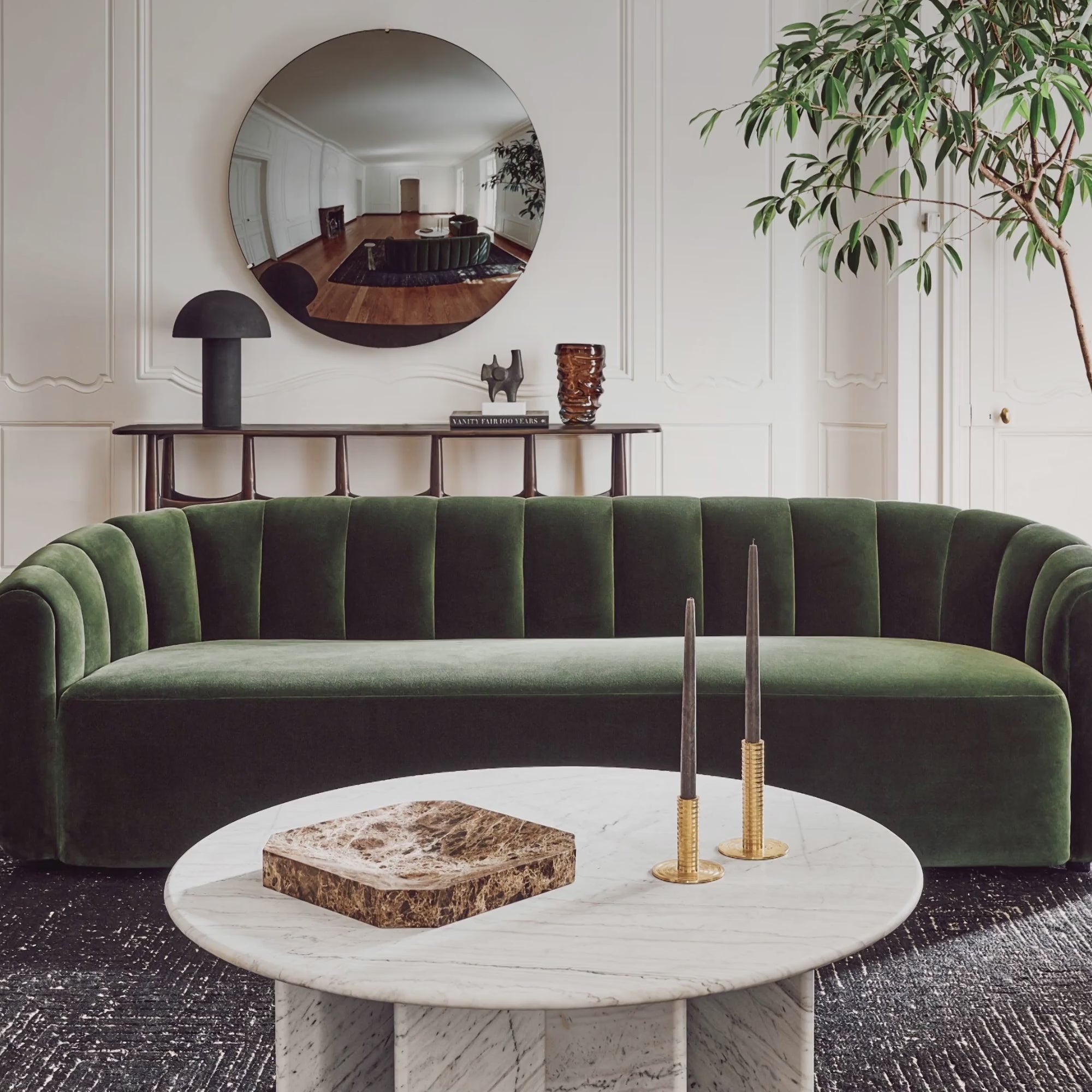 Fitz 72.5" Channeled Green Velvet Loveseat