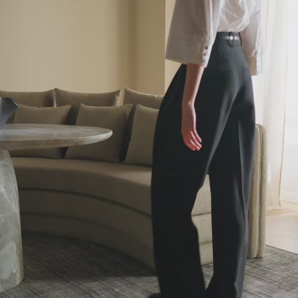 Desmond 98" Curved Grey Boucle Dining Banquette