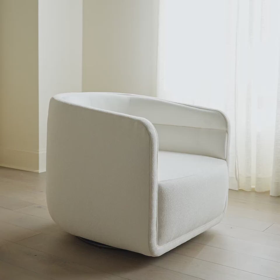 Sai White Performance Fabric Swivel Chair
